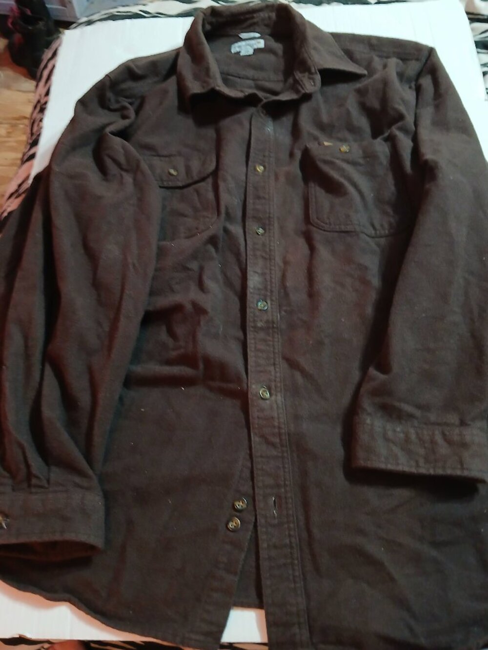 Vintage Carhartt Heavyweight Long Sleeve Double Pocket Brown Men's 2XL Shirt